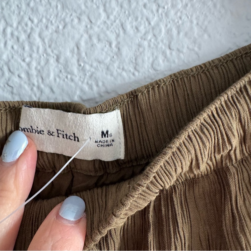 Abercrombie & Fitch Olive Wide-Leg Drawstring Pants - Picture 5 of 9